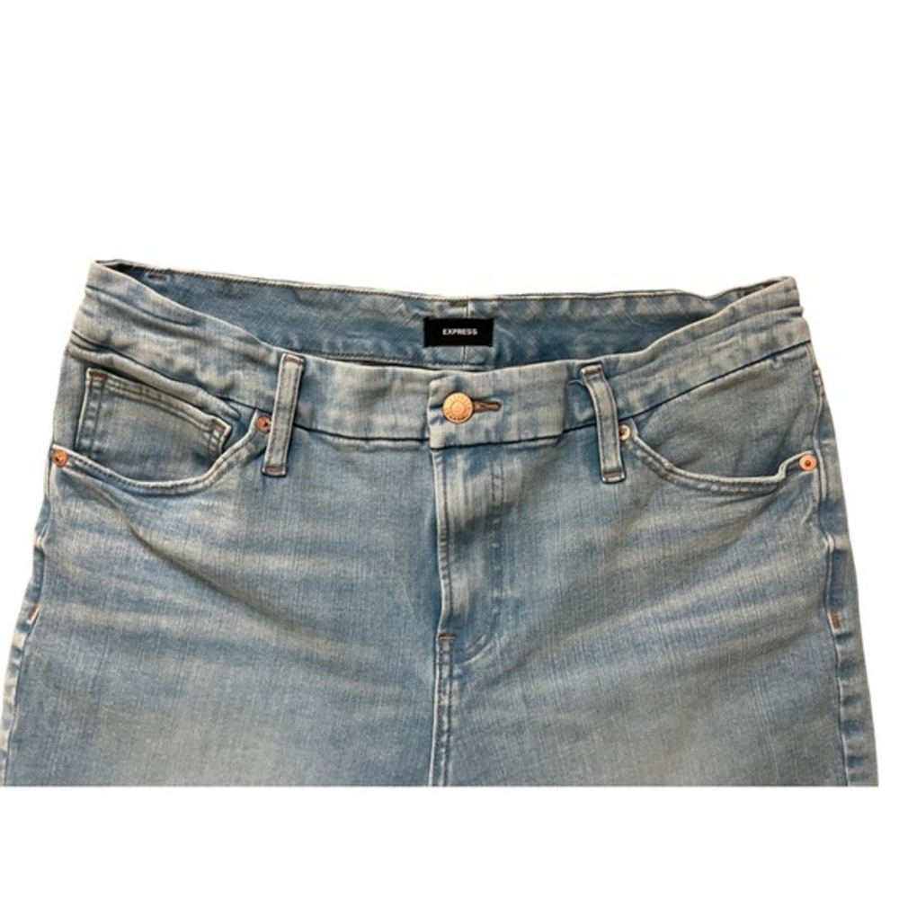 Express Skinny Mid Rise Hyper Stretch Light Wash Jeans Women Size Short 12 14 16 - Picture 2 of 10